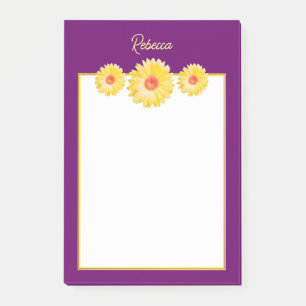 Gult Gerberas Daisy på Lilans Personlig Post-it Block
