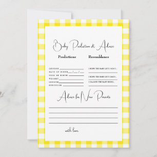 Gult Gingham Baby Predictions Inbjudningar