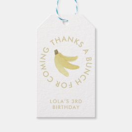 Gult Gingham Banana Party "Tack en bunch" Presentetikett