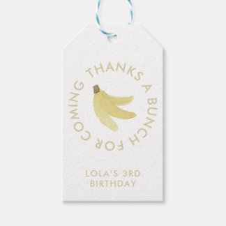 Gult Gingham Banana Party "Tack en bunch" Presentetikett