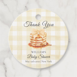 Gult Gingham Bow Pancake Brunch Baby Shower Gåvor Etiketter