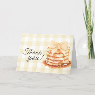 Gult Gingham Bow Pancake Brunch Baby Shower Tack Kort