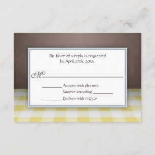 Gult Gingham Brown OSA Reply Cards Kort