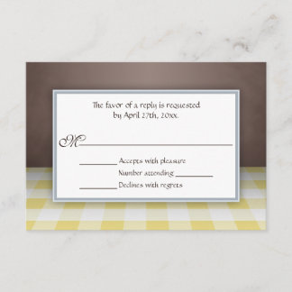 Gult Gingham Brown OSA Reply Cards Kort