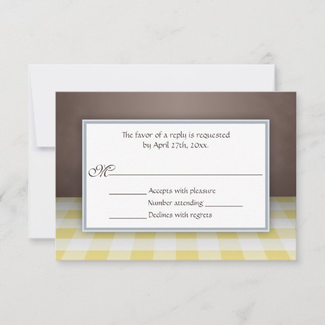 Gult Gingham Brown OSA Reply Cards Kort (Framsida)