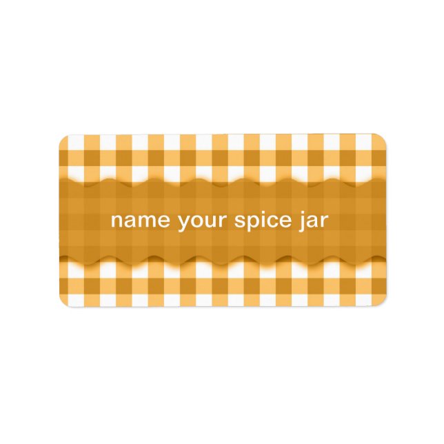 Gult Gingham Checkated Design Kitchen Label Adressetikett (Framsidan)