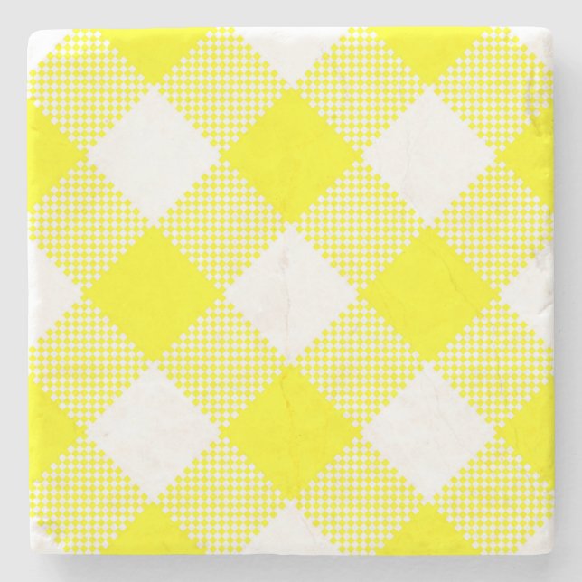 Gult Gingham Checked Square Underlägg (Framsidan)