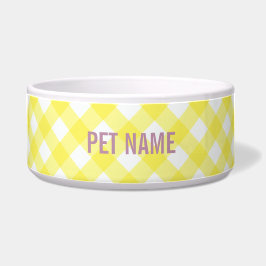 Gult Gingham Custom Name Pet - Personlig
