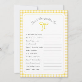 Gult Gingham Hitta gästen som duschspel Inbjudningar