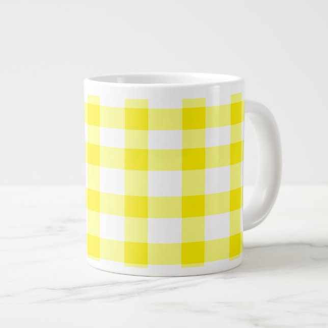 Gult Gingham Jumbo Mugg (Framsida höger)