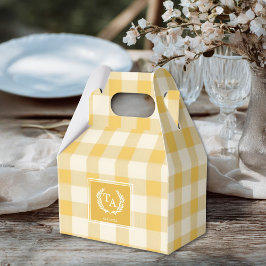 Gult Gingham Monogram Vapensköld Presentaskar