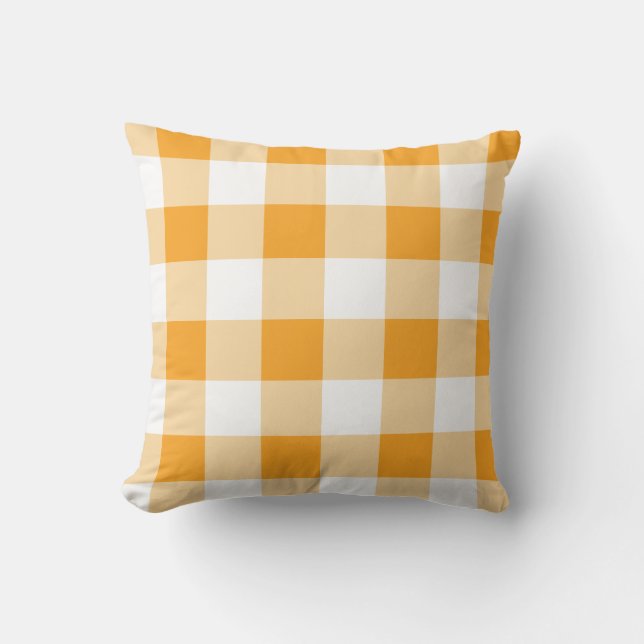 Gult Gingham Mönster Dekorativ kudde (Framsida)