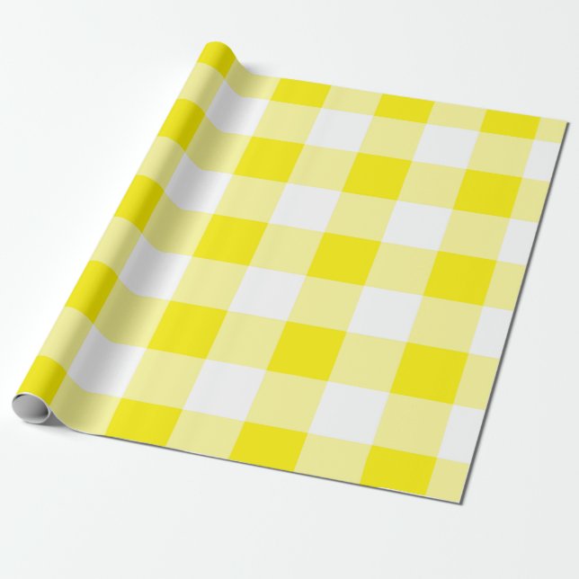 Gult Gingham Mönster Presentpapper (Utrullad)