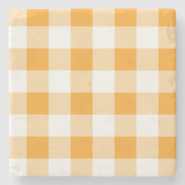 Gult Gingham Mönster Stenunderlägg (Framsidan)