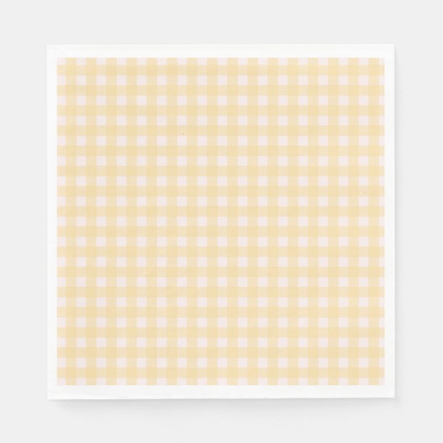 Gult Gingham Napkin Pappersservett (Framsidan)