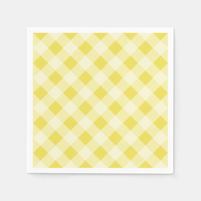 Gult Gingham Napkins Pappersservett (Framsidan)