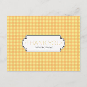 Gult Gingham och Label Tack Postcards Vykort