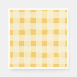 Gult Gingham Papper Napkins Pappersservett