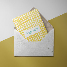 Gult gingham Påsk Card Julkort