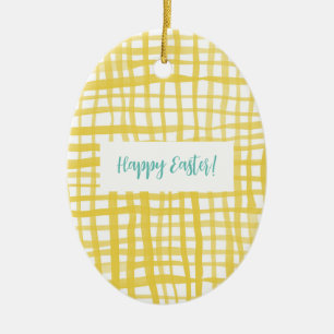 Gult gingham Påsk Julgransprydnad Keramik