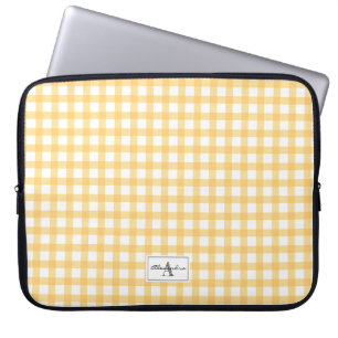 Gult Gingham Play Checked Mönster Monogram Laptop Fodral