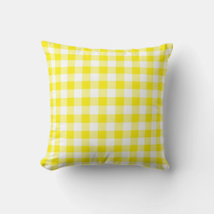 Gult Gingham Reversible Dekorativ kudde