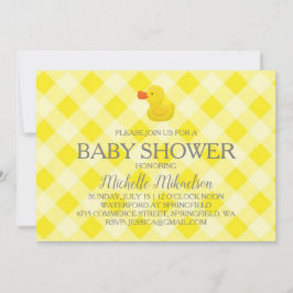 Gult Gingham Rubber Duckie Baby Shower Inbjudningar