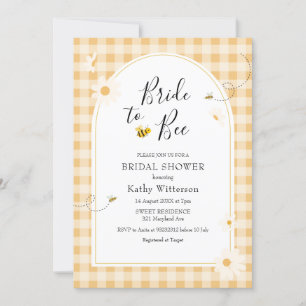 Gult Gingham WildblomBride to Bee Möhippa Inbjudningar