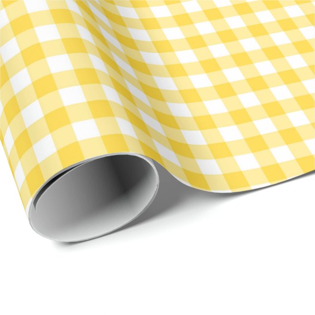 Gult gingham Wrapping Papper GrandMillennium Presentpapper (Rullad Hörn)