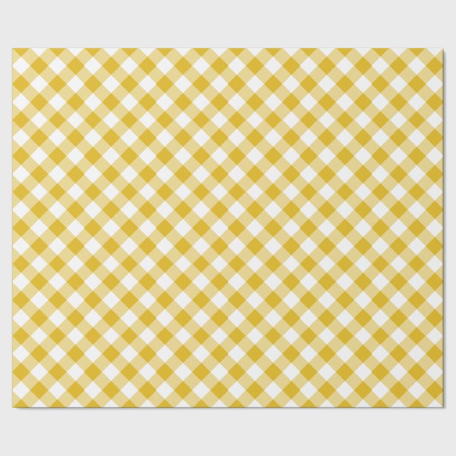 Gult Gingham Wrapping Papper Presentpapper (Seam)