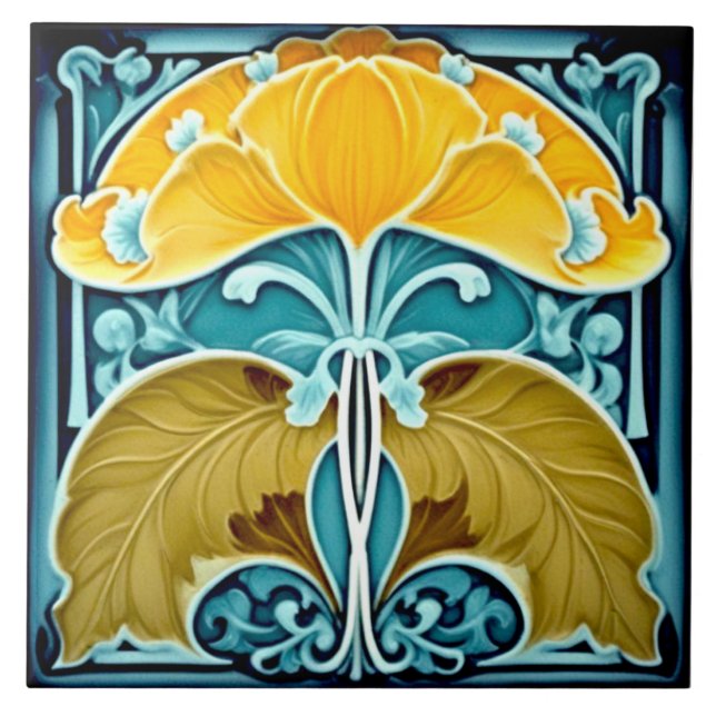 Gult Ginko Flower Kakelplatta (Framsidan)