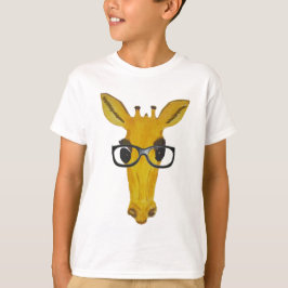 Gult Giraffe med glasögon Tee