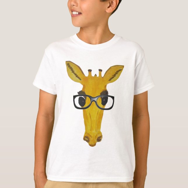 Gult Giraffe med glasögon Tee (Framsida)