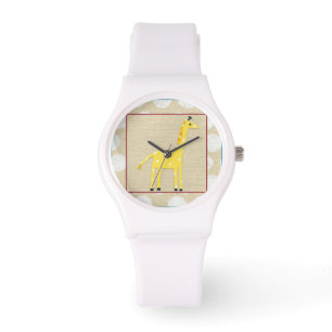 Gult Giraffe med vit Polka dots Armbandsur