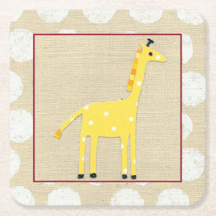 Gult Giraffe med vit Polka dots Underlägg Papper Kvadrat