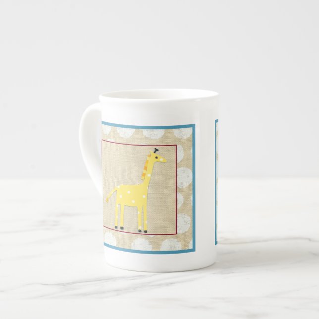 Gult Giraffe med White Polka dots Benporslin Mugg (Framsida vänster)