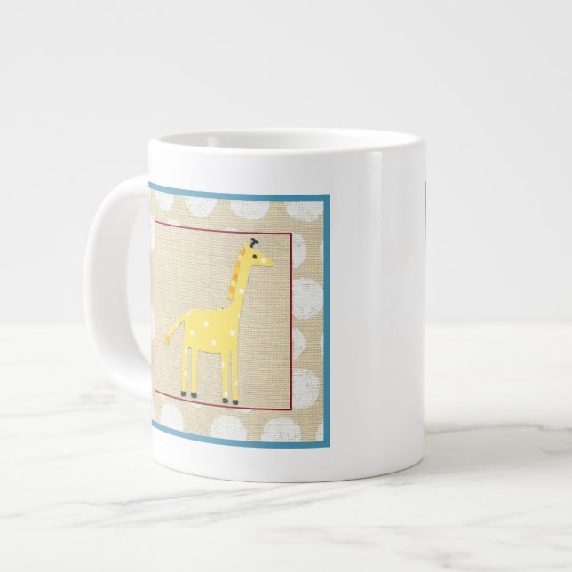 Gult Giraffe med White Polka dots Jumbo Mugg (Framsida vänster)