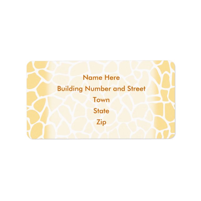 Gult Giraffe Mönster Animal Print Design. Adressetikett (Framsidan)