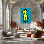 Gult Giraffe Pop Art fet Tecknad Silhouette Poster<br><div class="desc">Den här gulten poster giraffe pop-art med ett fet silhouette på en turkobakgrunden. Med tjocka konturer och lekfull stil är det en del av Pop Animal Collection,  perfekt för barn,  modern insida eller popart älskare.</div>
