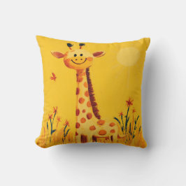 Gult Giraffe Sunny Safari Kids Room Nursery Kudde