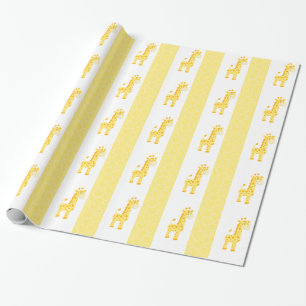 Gult girafftryck som slår in papper presentpapper