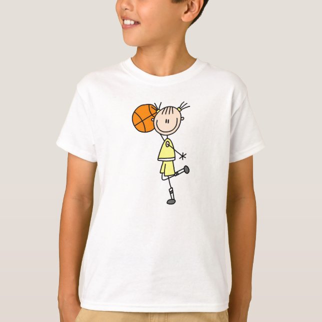 Gult Girl Basketball Player T-shirts och presenter (Framsida)