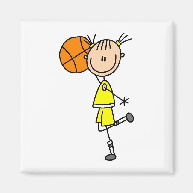 Gult Girl Basketball Player T-shirts och presenter Magnet (Framsidan)