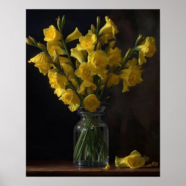 Gult Gladiolus Flowers Art Print Poster (Framsidan)