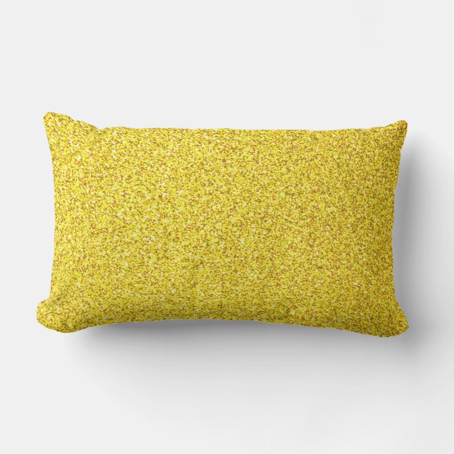 Gult Glitter Guld Gnistra Mönster Cute Modern Lumbarkudde (Framsida)