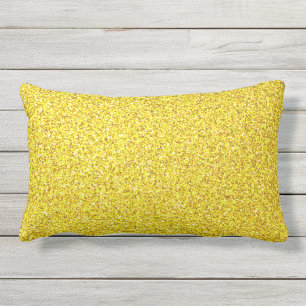 Gult Glitter Guld Gnistra Mönster Cute Modern Lumbarkudde