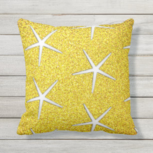 Gult Glitter Guld Gnistra Starfish Mönster Cute Kudde
