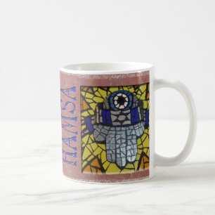 Gult glödsilver Hamsa med Talis och det onda öga Kaffemugg