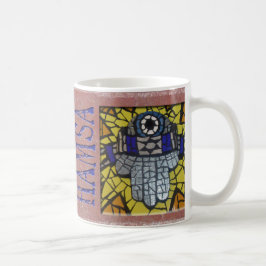 Gult glödsilver Hamsa med Talis och det onda ögat Kaffemugg