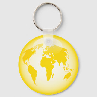 Gult Glossy Globe Nyckelring